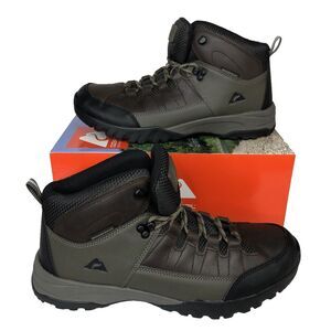 Ozark Trail Men's‎ Meadows Waterproof Brown Leather Hiking Work Boots Size 9.5
